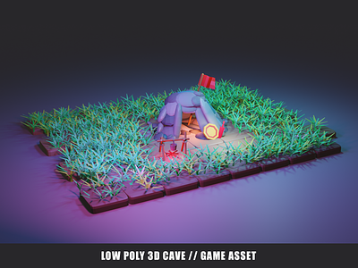 Low Poly 3D Cave / Low Poly Game Asset created by Blender 2.93