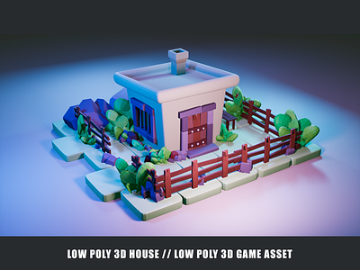 Low Poly 3D House / Low Poly 3D Game Asset created by Blender