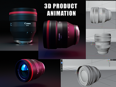 3D MODEL & 3D PRODUCT ANIMATION of CANON LENS created by BLENDER 3d 3d animation 3d camera lens 3d model 3d model design 3d product 3d product ad 3d product animation 3d product video ad 3d product video promotion 3d render animation design graphic design illustration logo motion graphics video editing