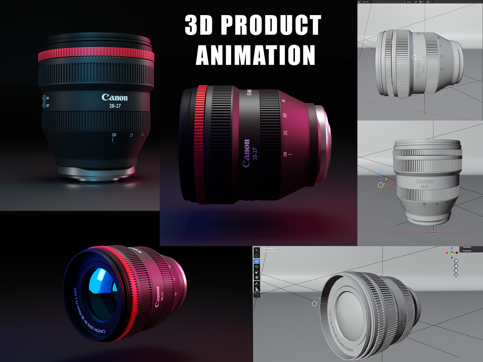 3D MODEL & 3D PRODUCT ANIMATION of CANON LENS created by BLENDER by Md. Nasim Saba