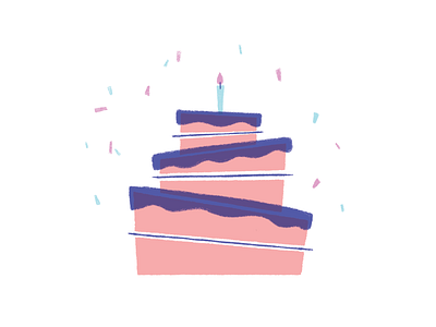 Birthday Cake birthday birthday cake cake candle celebrate confetti dessert illustration pink texture