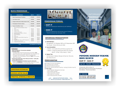 New Student Admission Trifold A4 Brochure (2022 - 2023) #Front blue branding design gradient graphic design
