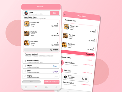 Order Cake Delivery App Mobile aplikasi app app mobile bakery cake delivery design mobile payment method ui ui design