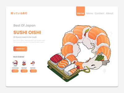 Japanese Sushi Food Landing Page design food illustration japan japanese landing landing page page sushi ui ui design vector web website