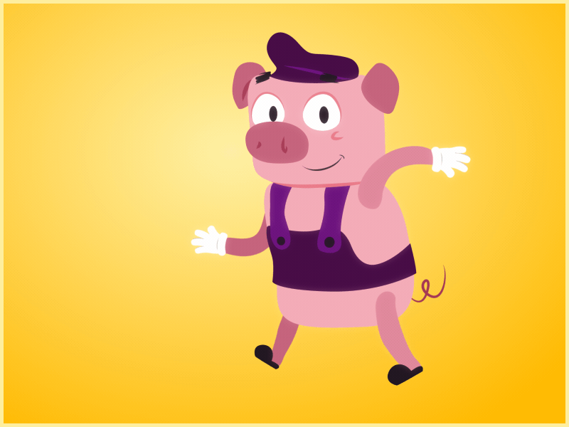 Pig's Dance 2d animation character gif
