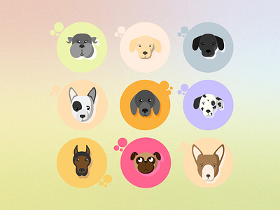 Dogs flat icons