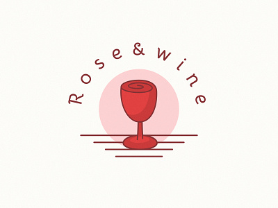 Rose & wine branding colored design digital art flat flat art flat logo graphic design illustration illustrator logo logotype rose vector wine