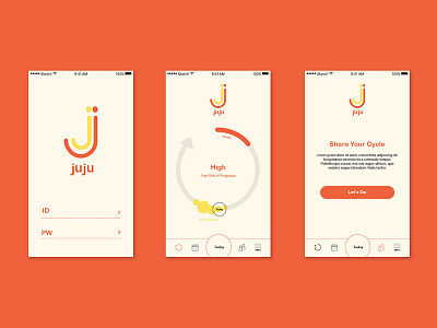 Juju Ui design app design customize design period tracker product design ui design