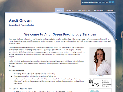 Andi Green Psychologist psychologist web design small business web design web design melbourne
