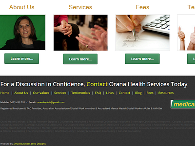Orana Health - Information Banner for Melbourne Medical Practice psychology web design small business web design web design melbourne