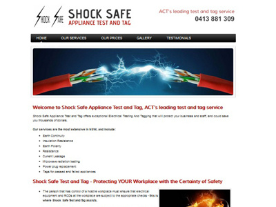 Shock Safe website auckland australia sydney web design