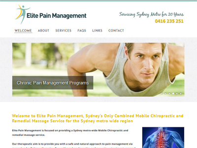 Elite Pain Management, website australia chiropractic sydney therapy web design