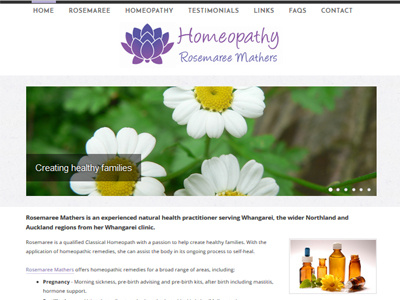 Rosemaree Mathers Homeopathy, wesbite auckland australia homeopathy sydney web design