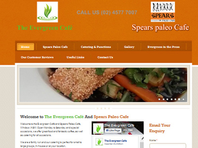 Evergreen Cafe, website australia cafe nsw web design