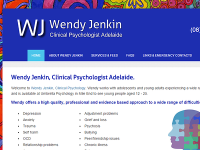 Wendy Jenkin Clinical Psychologist Adelaide australia web design web development