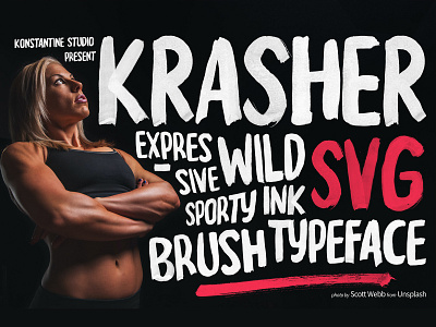 Krasher - SVG Sport Brush Fonts athleisure athlete branding exercise fashion gym logo moodboard sport sports sports branding sportswear sporty workout