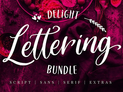 Delight Lettering Font Bundle ads branding bundle download font fonts lettering logo poster prints typeface vintage