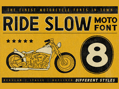 Ride Slow - Motorcycle Font Bundle branding bundle caferacer classic download font lettering motorcycle font typeface vintage font