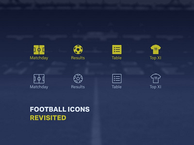 Football Icons Revisited ball football icon ios match mobile outlined pitch shirt table ui ux