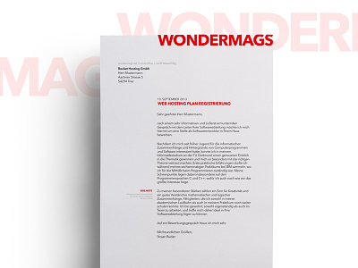 Wondermags Letterhead design identity letter letterhead logo stationary wondermags