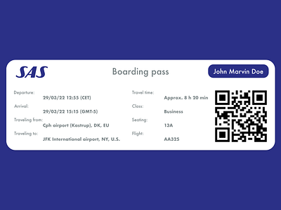 Digital boarding pass (Daily UI 024) boarding pass creativity daily ui dailyui design digital graphic design logo ux