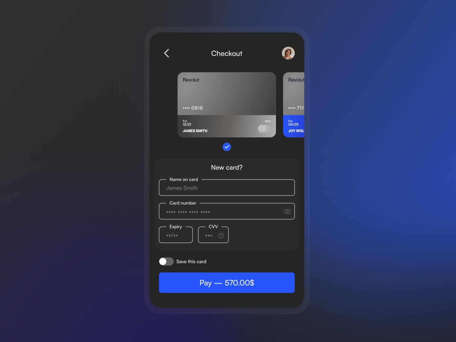 Daily Ui — "Credit Card Checkout" by Théau Sarr on Dribbble