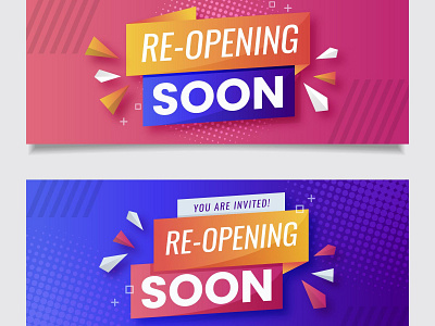 Banner Re-Opening Soon branding design graphic design illustration vector