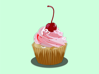 Cupcake with cherry;) graphic design illustration вишня кекс лайк