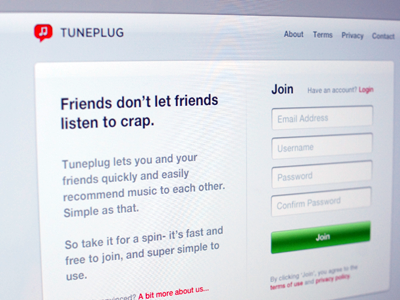 Tuneplug - Landing landing login music tuneplug website