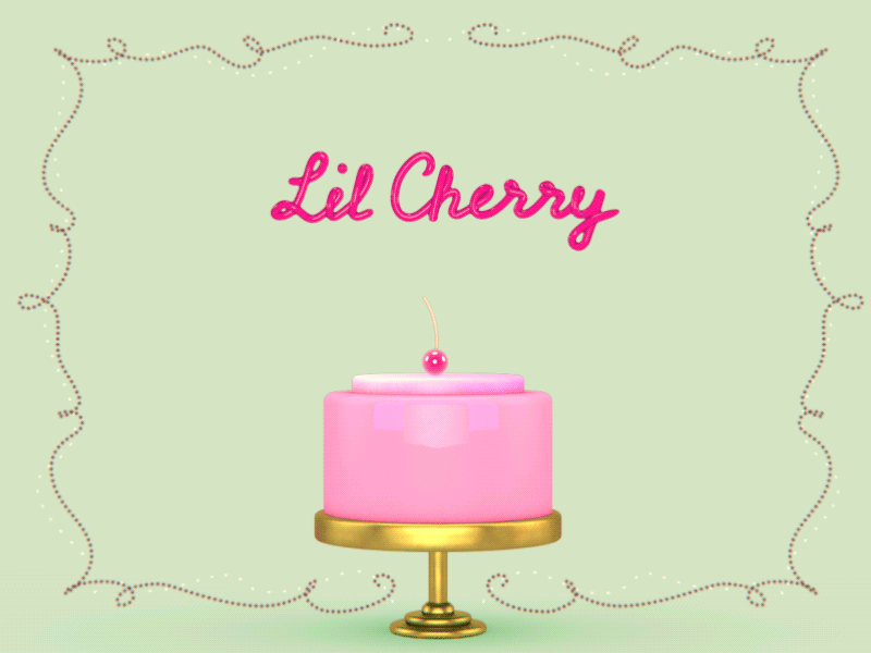 Lil 🍒 3d animation cake design gif intro lettering motion sweet title