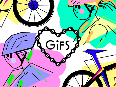 Biking GIFs Project Cover 2d cgi character design drawing illustration lettering sketch type vector