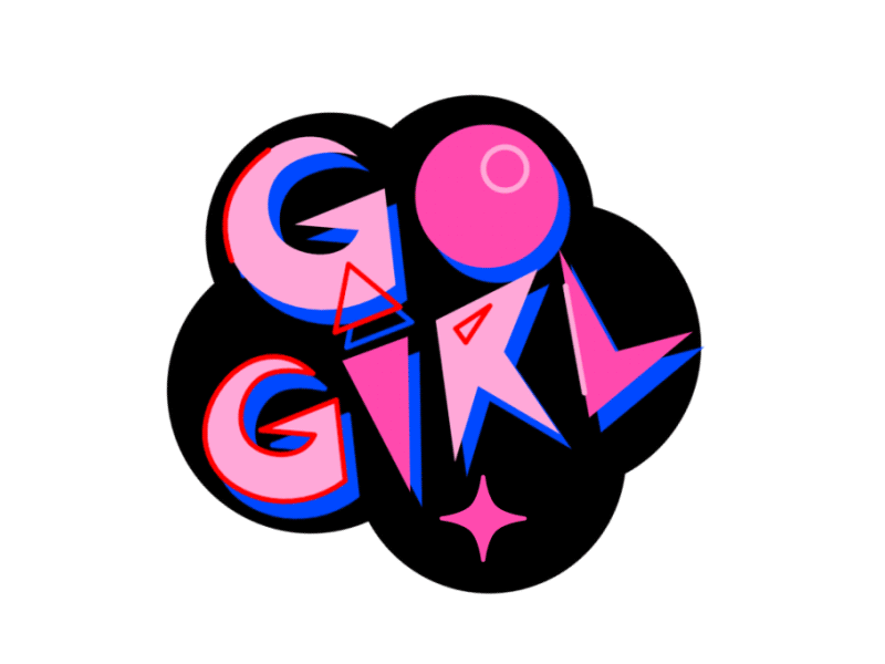 GO GIRL✨ 2d animated animation cartoon design gif girl girlpower go illustration lettering loop motion motion animation motion authors motion graphic motion graphics sticker typography