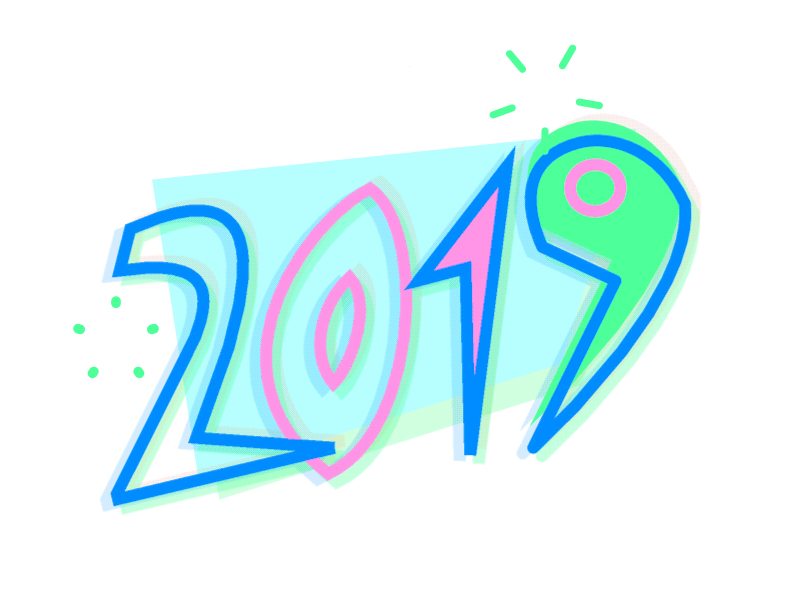 2019 jumps in! 2019 2d animated animation design gif happy new year hny illustration lettering lettering art loop motion nye type animation typography ui