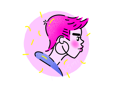 Pink Hair Girl Doodle