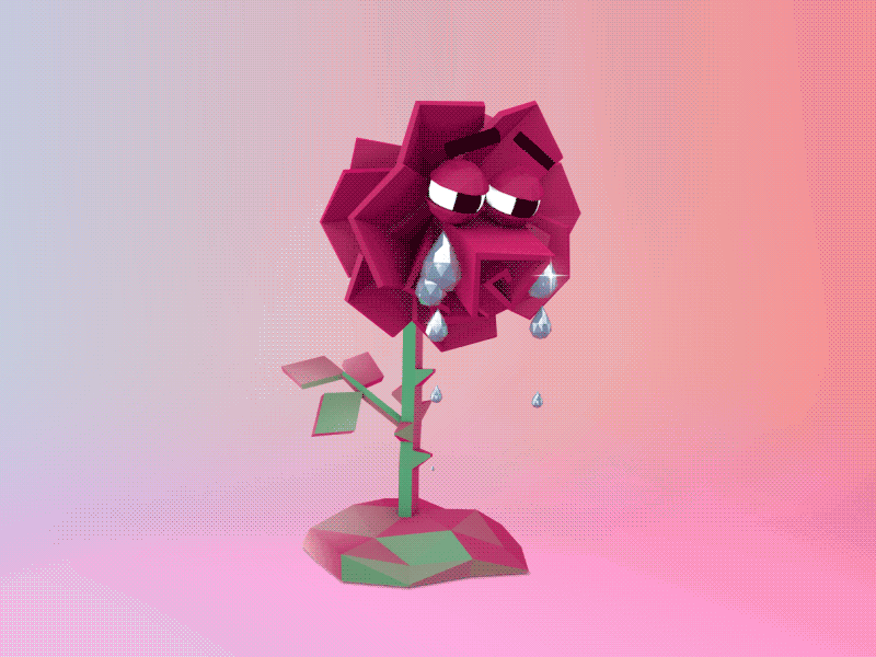 Sad LoPoly Rose 3d 3d modelling animated animation cartoon character design gif illustration loop low poly motion motion animation