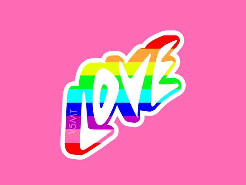 Love Rainbow Animated Sticker animated sticker animation design digital sticker gif illustration lettering motion motion design motion graphics pride sticker design ui