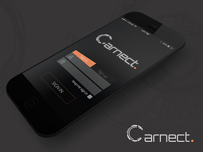 Carnect Mobile App automotiveui black concept futuristic mobile orange ui