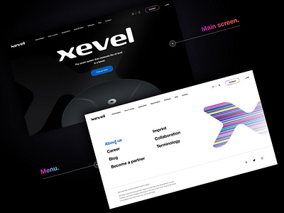 Web Design for Smart system Xevel. 3d 3d graphics ai animation cars dark background helvetica hero main screen minimal motion graphics oil petrol smart system software swiss design technology uiux web design web development