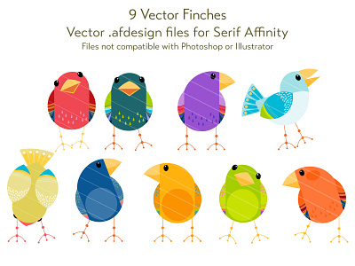 Mid Mod Finches: Vector Set For Affinity affinity designer design graphic sets illustration vector vector birds