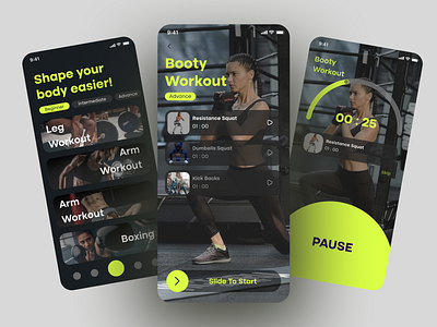 Workout Fitness App app design exercise app fitness app interface mobile app mobile design ui ui ux workout app