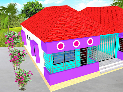 5 Bedroom tin shed house design and plan – ৫ বেডরুমের বাড়ির 3d animation branding design graphic design illustration logo motion graphics ui vector