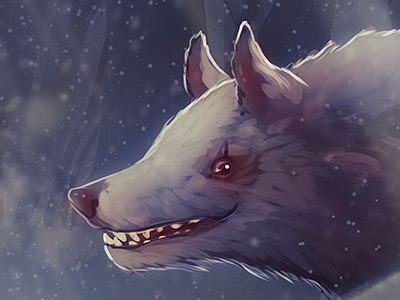 Big Bad Wolf beast forest night snow snowfall white wild winter wolf