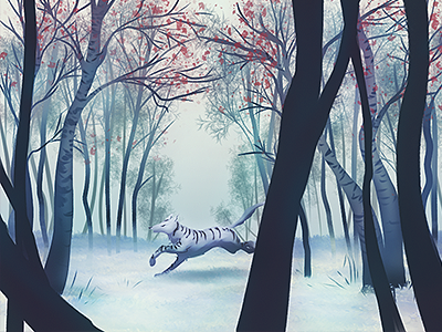 Through the forest animal forest misty run tiger