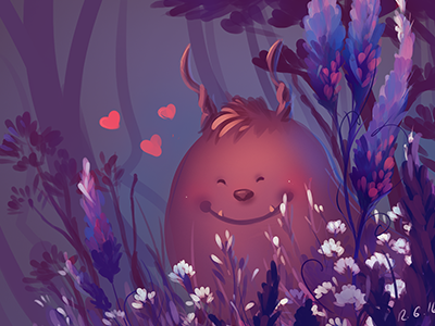 Happy monster from the forest. forest happy indigo lovely monster purple