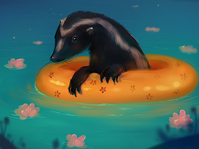 Just floating around. animal float skunk summer water