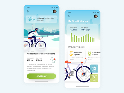 Cycling App Exploration app cycling gradient ios minimalist mobile mobile app sport app transparent