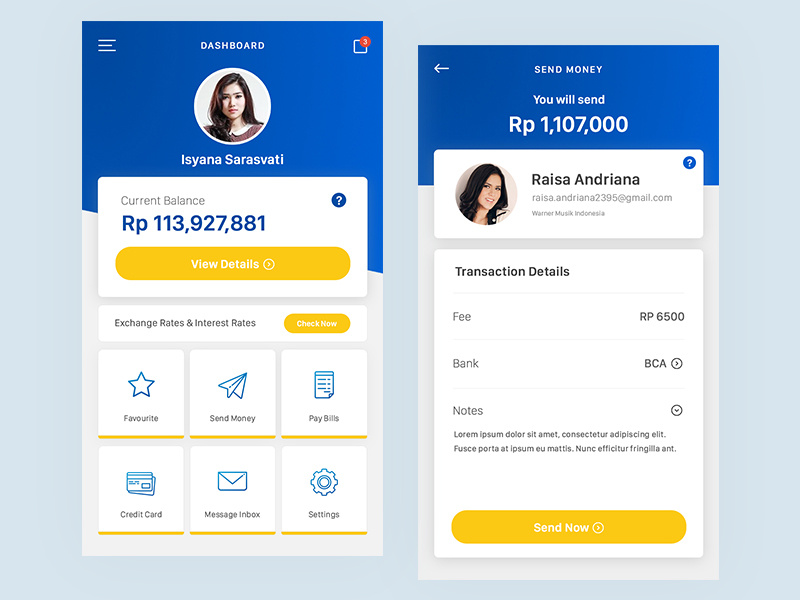 Mandiri Mobile Banking redesign material ios send money credit card transaction financial finance money bank mobile banking banking