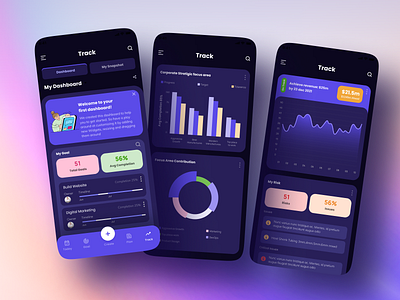 Strategy tracker app mobile motion graphics ui ux