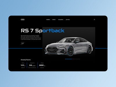 Audi RS7 Sportback Landing Page audi car design desing rs7 sportback ui ux web design