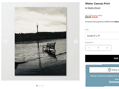 Peaceful River Shot on Canvas Print black and white canvas print photography product